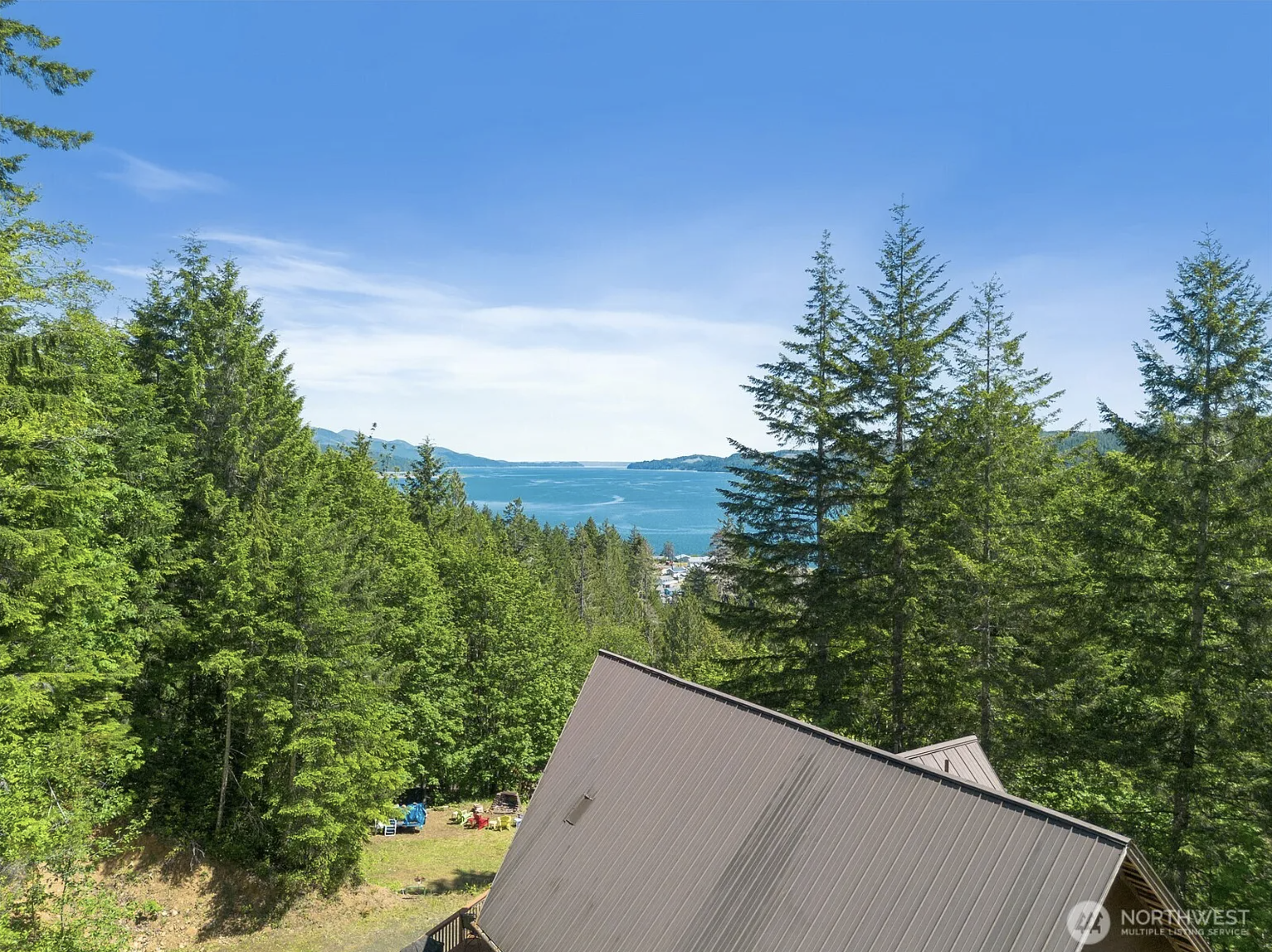 Aerial water view of 131 N Paradise Drive, Lilliwaup, WA